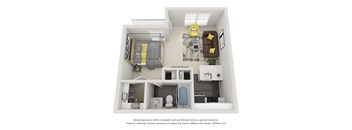 this is a 3d floor plan of a Studio at Arbor Ridge at Arbor Ridge, North Carolina