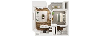 1 Bedroom Floor Plan at The Crest on Hampton Hollow in Silver Spring, MD