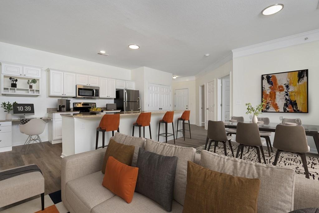 Living room With Kitchen View at Arlington Park, Ohio, 43026