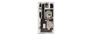 a bedroom floor plan and a bathroom with a tub