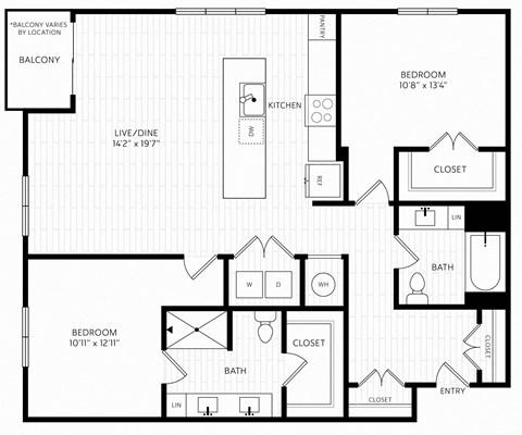 B1 Floor Plan | 1,303 Sq. Ft. at Aura Stonebridge, Richmond, VA