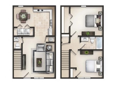 B1D Floor Plan | 900 Sq. Ft. at Ashbrook Village, Gastonia, NC