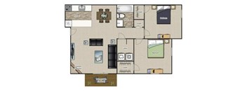 B1 Floor Plan at Village 1373, Greensboro, NC 27455