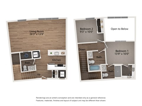 B1 Loft 2 Bed 2 Bath Apartment | 1,300 Sq. Ft. at Centro at Pine Nash, Wilson, NC, North Carolina, 27893