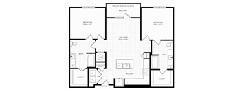 B2 ANSI Floor Plan | 1,185 Sq. Ft. at Aura Stonebridge, Richmond Virginia
