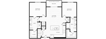 B2 Floor Plan | 1,185 Sq. Ft. at Aura Stonebridge, Richmond, 23225