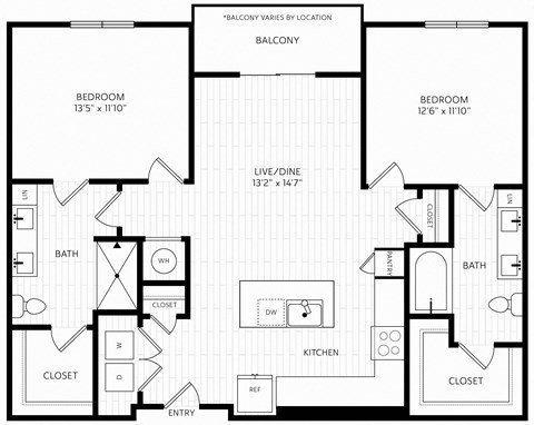B2 Floor Plan | 1,185 Sq. Ft. at Aura Stonebridge, Richmond, 23225