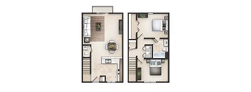 B2D Floor Plan | 950 Sq. Ft. at Ashbrook Village, Gastonia, NC