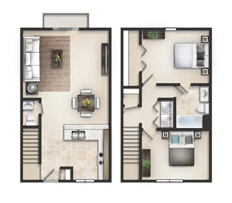 B2D Floor Plan | 950 Sq. Ft. at Ashbrook Village, Gastonia, NC