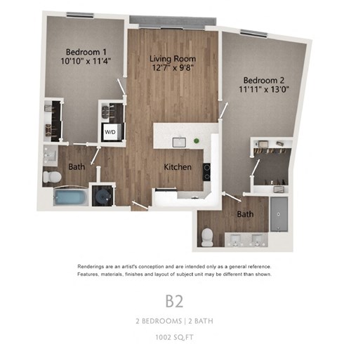 B2 2 Bedroom Apartment | 1,002 Sq. Ft. at Centro at Pine Nash, Wilson, NC