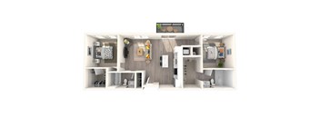 2 Bed Floorplan | 1,105 Sq. Ft. at Triton Glen, Glen Allen, 23060