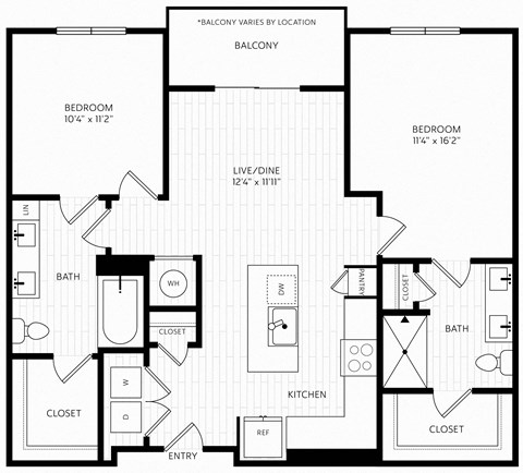 B3 Floor Plan | 1,057 Sq. Ft. at Aura Stonebridge, Richmond
