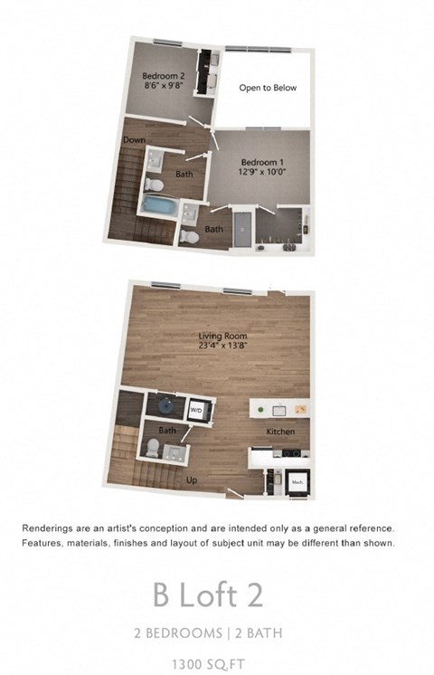 B Loft 2 Bedroom Apartment | 1,300 Sq. Ft. at Centro at Pine Nash, North Carolina