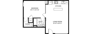 a floor plan of a bedroom apartment