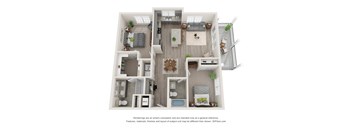 2 bed 2 bath A2 Floor Plan | 870 Sq. Ft. at Barclay Place Apartments, Wilmington