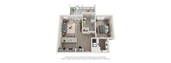 1 Bed 1 Bath A3 Floor Plan | 870 Sq. Ft. at Barclay Place Apartments, North Carolina