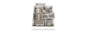 2 Bed 2 Bath A5 Floor Plan | 1,094 Sq. Ft. at Barclay Place Apartments, Wilmington, NC, 28412