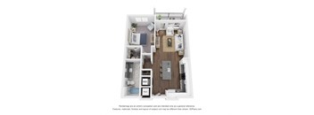 1 Bed 1 Bath Floor Plan | 742 Sq. Ft. at The Bella at Westchester.