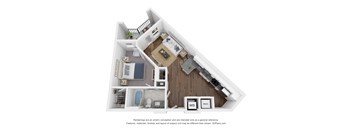 1 Bed 1 Bath A2  Floor Plan | 660 Sq. Ft. at The Bella at Westchester, Midlothian Virginia