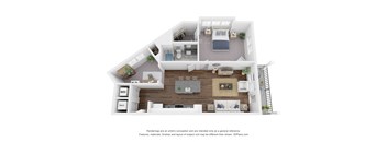 1 Bed 1 Bath  Floor Plan | 922 Sq. Ft. at The Bella at Westchester