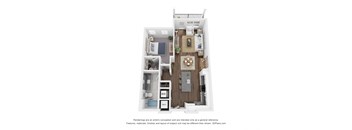1 Bed 1 Bath  Floor Plan | 777 Sq. Ft. at The Bella at Westchester.