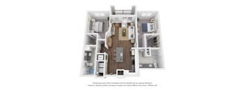 2 Bed 2 Bath Floor Plan | 1,116 Sq. Ft. at The Bella at Westchester.