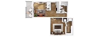 1 Bed 1 Bath Floor Plan | 645 Sq. Ft. at Terraces at High Mountain in Huntsville, AL 35811
