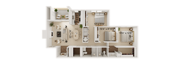 a floor plan of a house with a bedroom and a living room