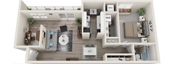 a floor plan of a two bedroom apartment with two bathrooms and a balcony at Carriage Hill, Richmond, 23228