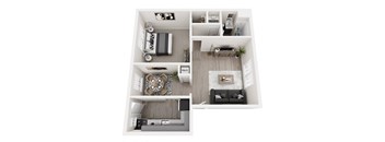 a 3d floor plan of a house with a bedroom