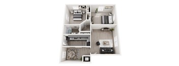 a 3d floor plan of a house with a bedroom