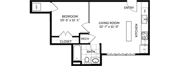 Brick 1 bed-1 bath 1 level  530 sqft