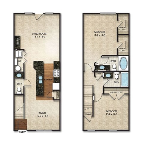 CT1p Floor Plan | 1305 Sq. Ft. at Times Square, Dublin, OH