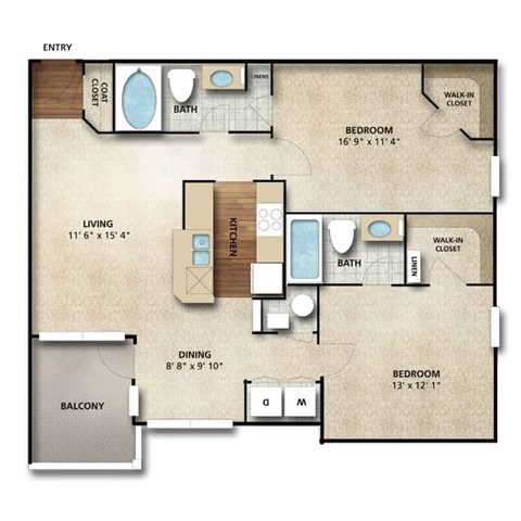 Kent I Floor Plan | 975 Sq. Ft. at The Orchard, Dublin, 43016