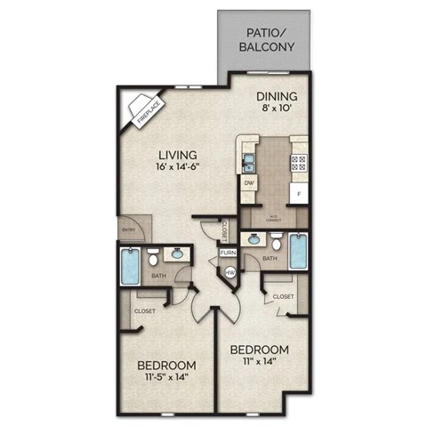 C1 Floor Plan | 978 Sq. Ft. at Camden Place, Dublin
