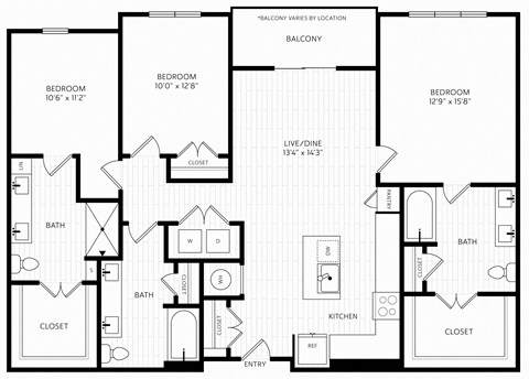 C2 Floor Plan | 1,558-to1,624 Sq. Ft. at Aura Stonebridge, Richmond, VA 23225