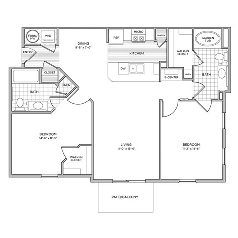 C2 Floor Plan | 1,095 Sq. Ft. at Arlington Park, Hilliard, OH 43026