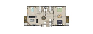 C2 Floor Plan at Village 1373, Greensboro, 27455