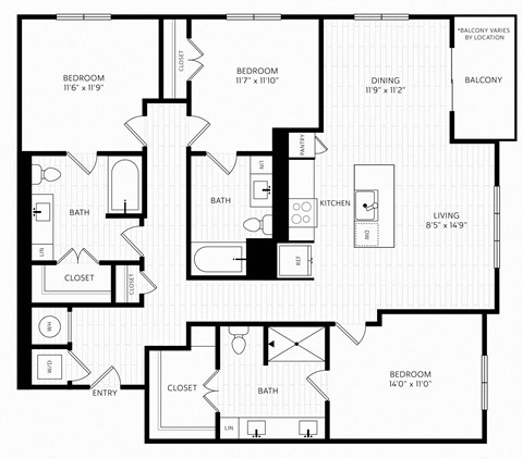 C3 Floor Plan | 1,529 Sq. Ft. at Aura Stonebridge, Richmond