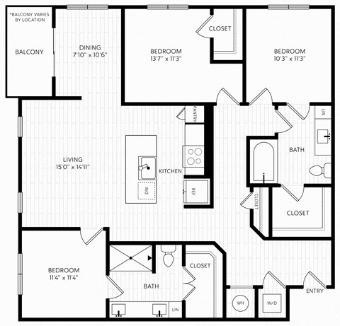C4  Floor Plan | 1,347 Sq. Ft. at Aura Stonebridge, Richmond, VA