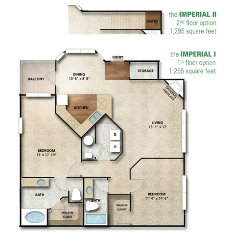 Imperial I Floor Plan | 1,255 Sq. Ft. at The Orchard, Dublin, OH, 43016