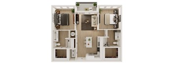 2 Bed 2 Bath Floor Plan | 1,089 Sq. Ft. at VALE Lake Wylie in Lake Wylie, SC
