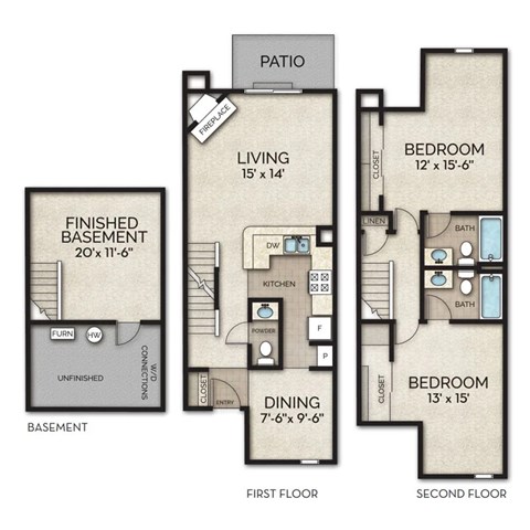 CT2P Floor Plan | 1,381 Sq. Ft. at Camden Place, Dublin, OH