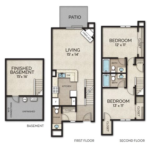 CTH1 Floor Plan | 1,381 Sq. Ft. at Camden Place, Dublin, 43016