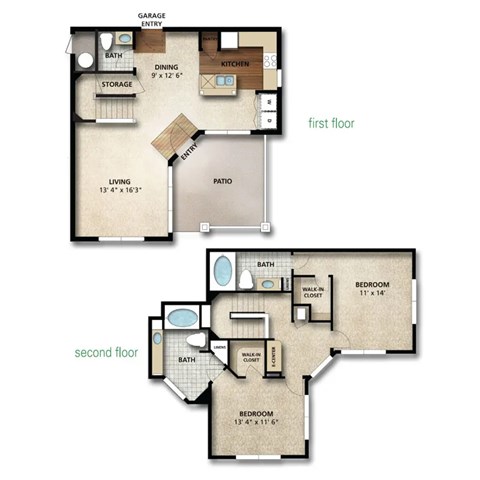 Kingston II Floor Plan | 1,395 Sq. Ft. at The Orchard, Dublin, OH, 43016