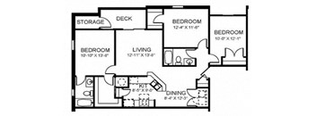 This is the Cardinal at Jefferson Forrest Manor. It is a 3 bedroom and 2 bathroom  apartment