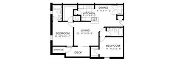 This is the Cavalier at Jefferson Forrest Manor, it is a two bedroom and two bathroom apartment