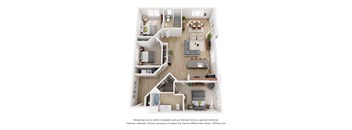 A floor plan of a two-story house with a living room, kitchen, and bedrooms.