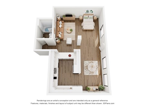 S3 Floor Plan | 673 Sq. Ft. at The Charlie, Charlotte North Carolina