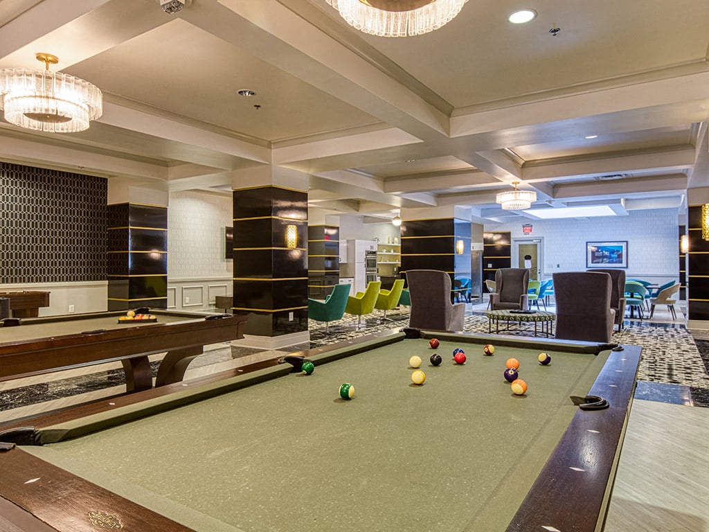Clubroom Pool Table at Deco at CNB in Richmond VA
